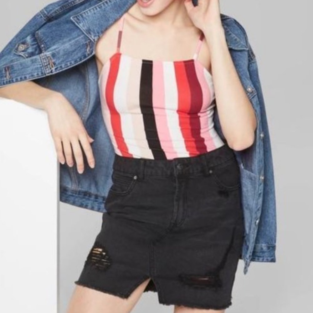 Wild Fable Target washed black destroyed denim mini skirt NWT 12